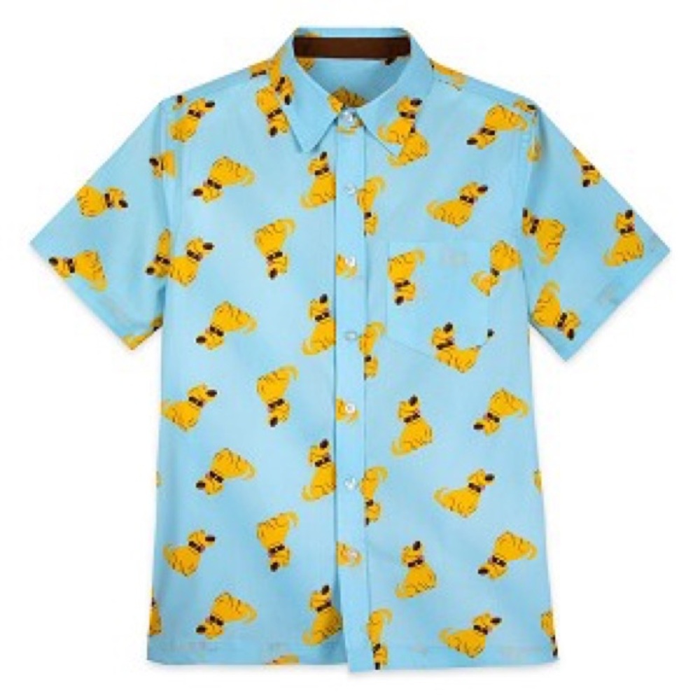 Disney Parks Up Dug Button Up Mens Woven Shirt - Allover Print EUC size Small